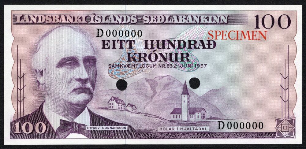 Iceland - 100 Kronur 1957 - Pick # 40 - Color Trial - UNC-