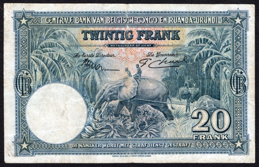 Belgian Congo - 20 Francs 1952 - Pick # 23 - Fine