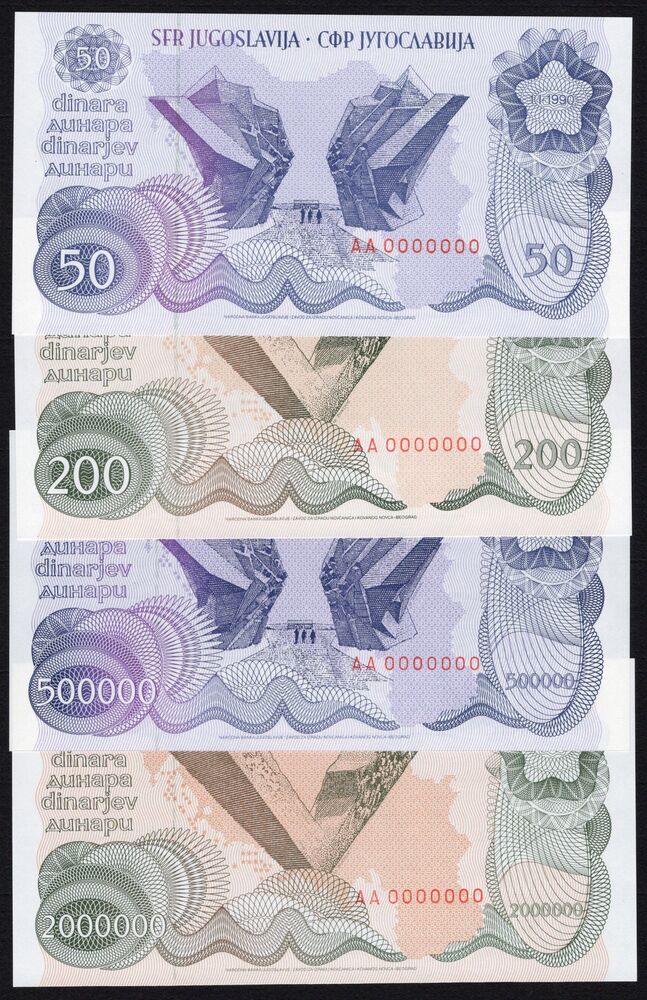 Yugoslavia - 4 Specimens 1989/1990 - UNC