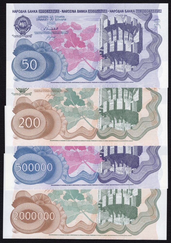 Yugoslavia - 4 Specimens 1989/1990 - UNC