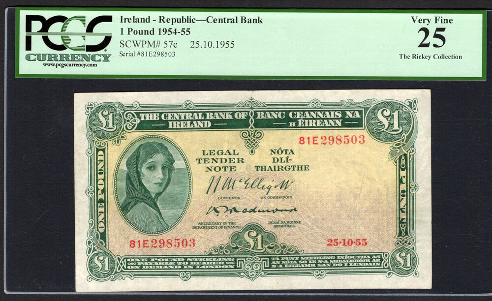 Ireland - 1 Pound 1955 - Pick # 57c - PCGSC 25 VF
