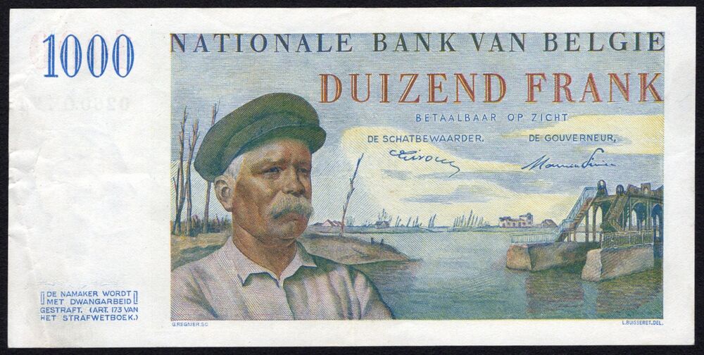 Belgium - 1000 Francs 1950 - Pick # 131 - VF