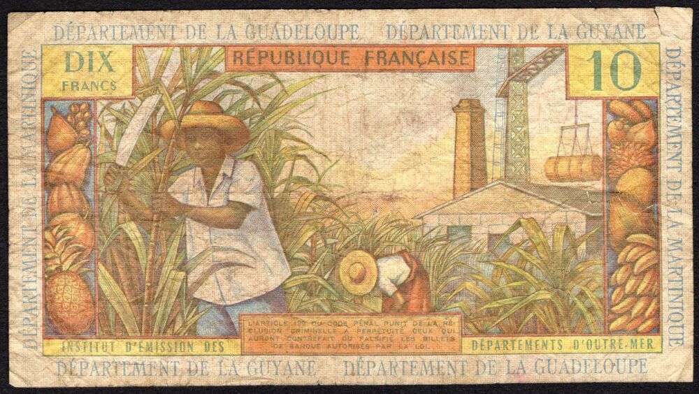 French Antilles - 10 Francs 1964 - Pick # 8a - G/VG