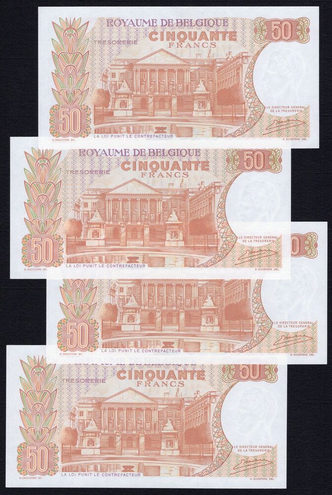 Belgium - 4 x 50 Francs 1966 - Pick # 139* - Consecutive Replacements - AU/UNC