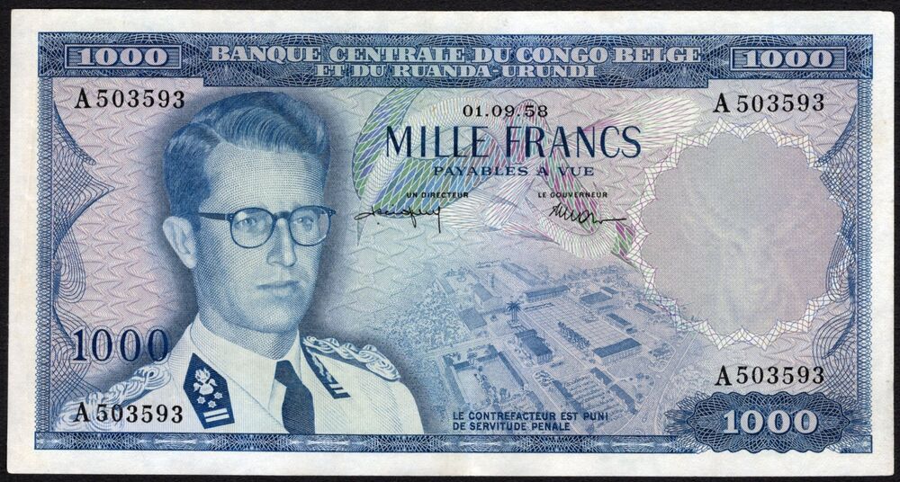 Belgian Congo - 1000 Francs 1958 - Pick # 35 - VF+
