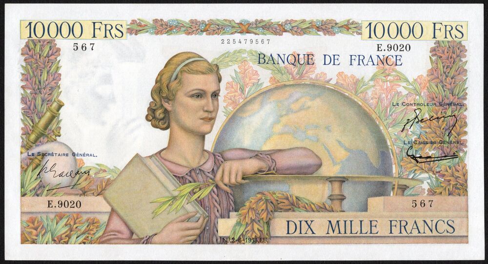 France - 10.000 Francs 1955 - Pick # 132d - aXF