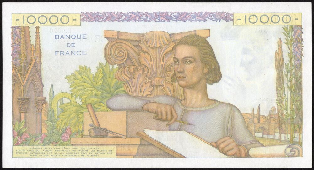 France - 10.000 Francs 1955 - Pick # 132d - aXF