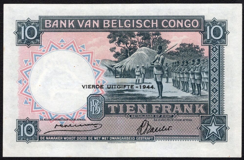 Belgian Congo - 10 Francs 1944 - Pick # 14D - VF