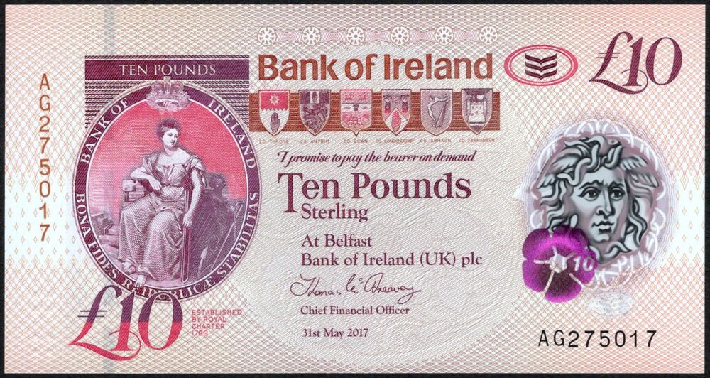 Ireland, Northern - 10 Pounds 2017 - Pick # 91 - UNC