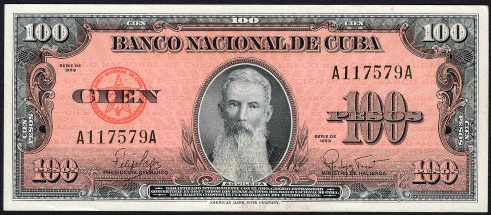 Cuba - 100 Pesos 1959 - Pick # 93 - AU