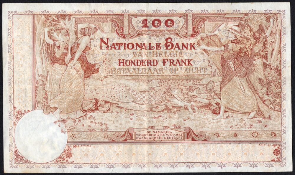 Belgium - 100 Francs 1919 - Pick # 78 - VF
