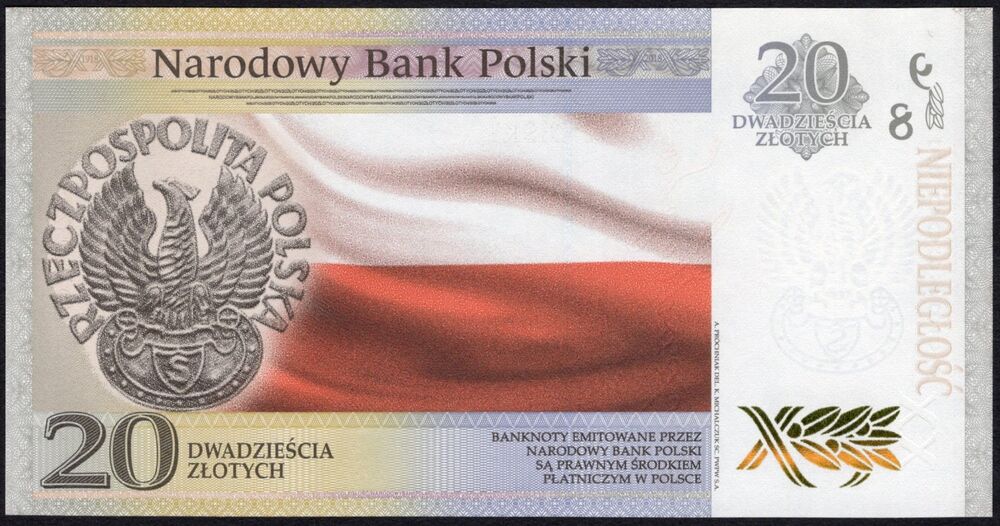 Poland - 20 Zlotych 2018 - Pick # 192 - UNC
