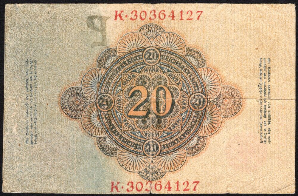 Germany - 20 Mark 1914 - Pick # 46 - Forgery - F/VF