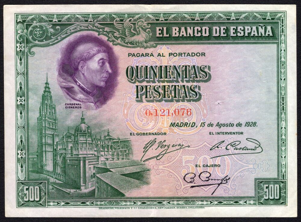 Spain - 500 Pesetas 1928 - Pick # 77 - XF (ph)
