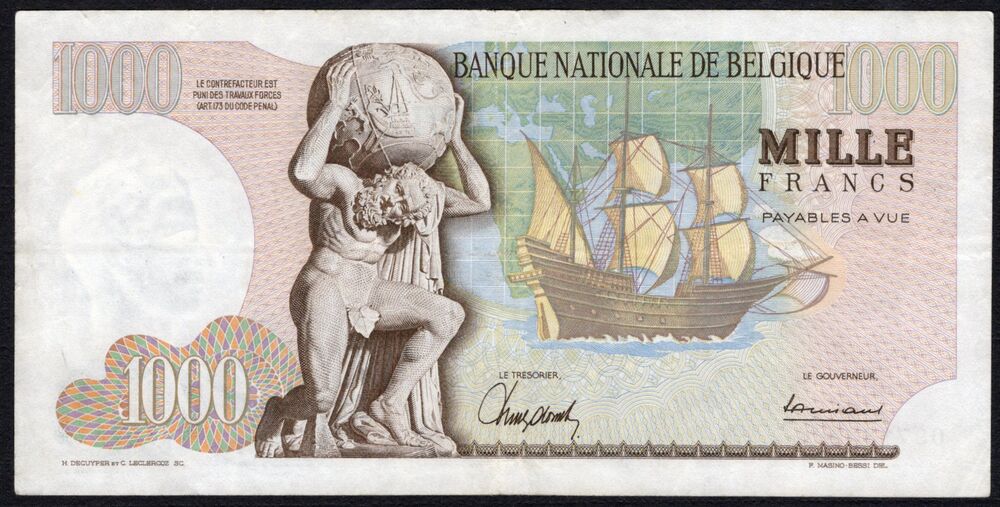 Belgium - 1000 Francs 1964 - Pick # 136 - F/VF
