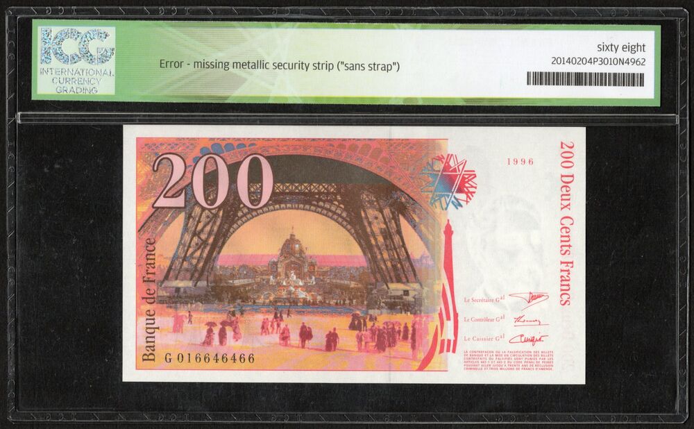 France - 200 Francs 1996 - Pick # 159a - Error Note - UNC