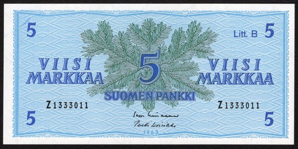 Finland - 5 Markkaa 1963 - Pick # 106A - UNC