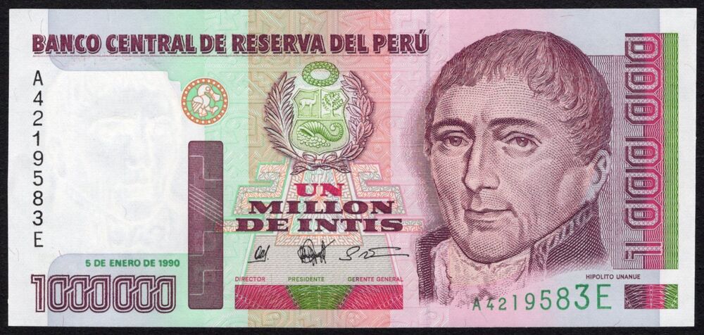 Peru - 1.000.000 Intis 1990 - Pick # 148 - UNC