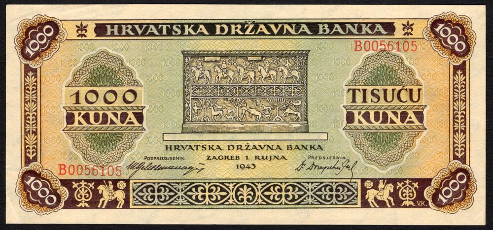 Croatia - 1000 Kuna 1943 - Pick # 12 - AU
