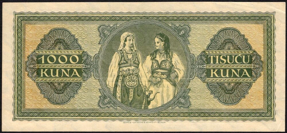 Croatia - 1000 Kuna 1943 - Pick # 12 - AU