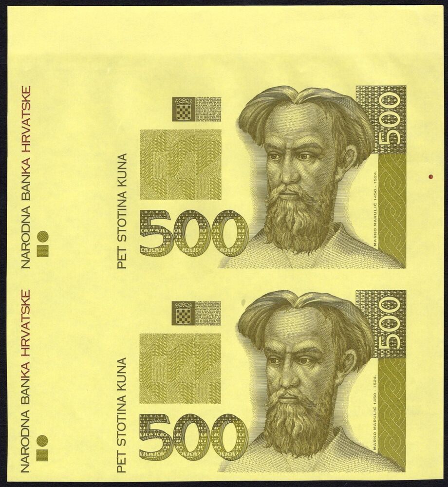 Croatia - 2 x 500 Kuna 1993 - Pick # 34p - Uncut Proofs - AU