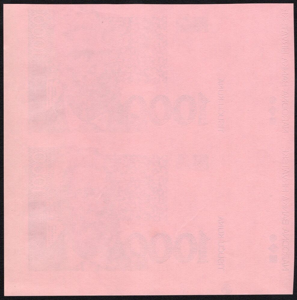 Croatia - 2 x 1000 Kuna 1993 - Pick # 35p - Uncut Proofs - AU