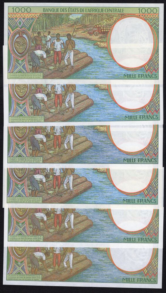 Central African States - 1000 Francs 1994/2000 - 6 different letters, Complete Issue - UNC