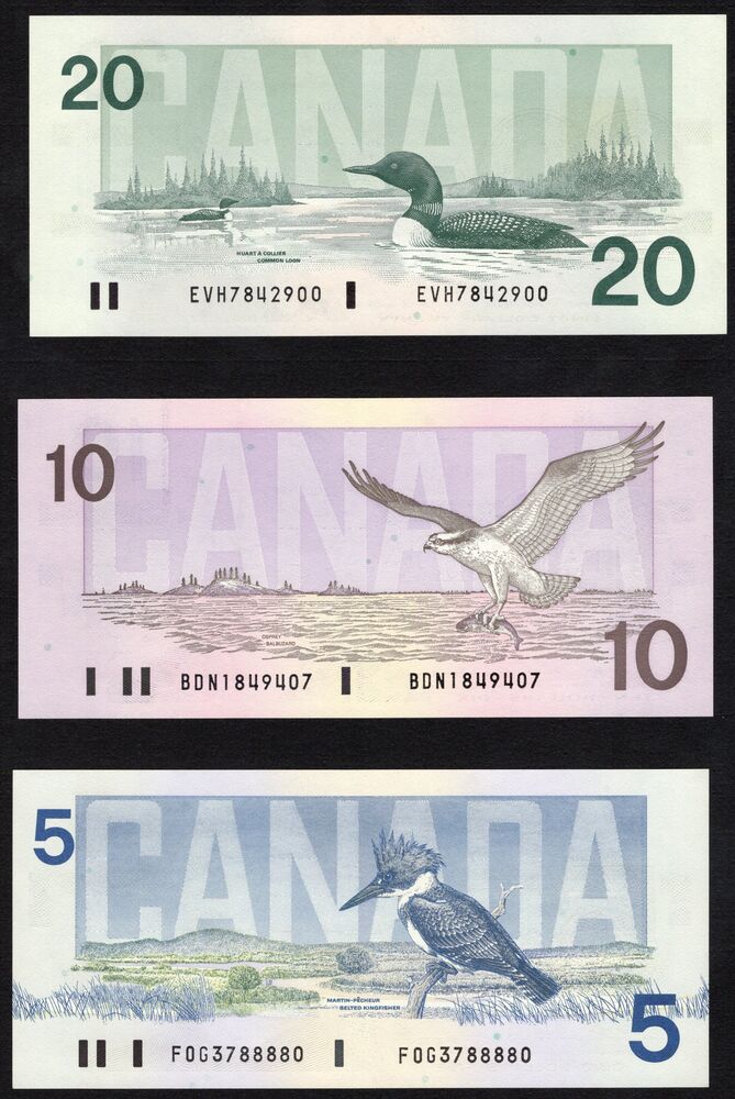 Canada - Group of 5, 10 and 20 Dollars 1986/1991 - UNC
