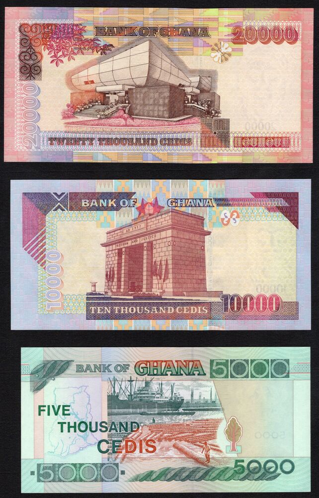 Ghana - 5000, 10.000 & 20.000 Cedis 2002/2006 - AU/UNC