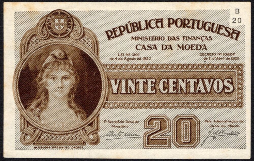 Portugal - 20 Centavos 1925 - Pick # 102 - AU