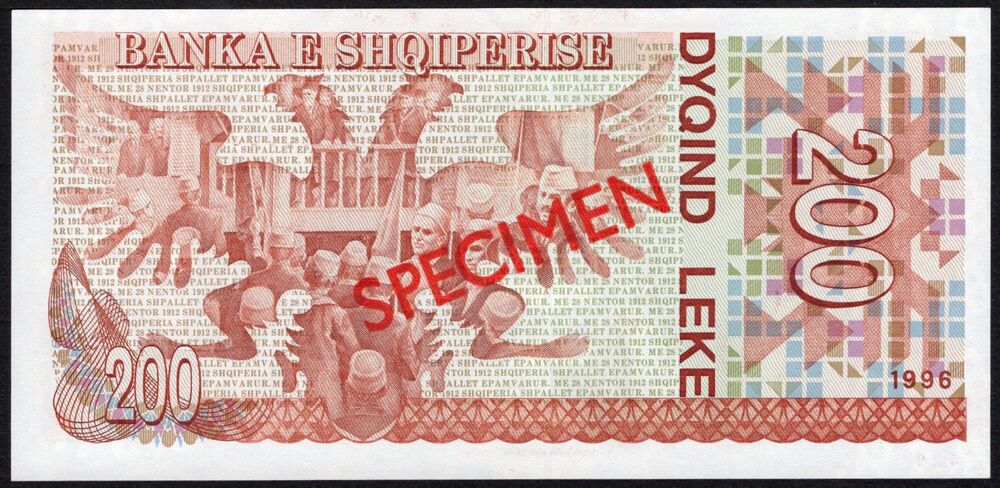 Albania - 200 Leke 1996 - Pick # 59s - Specimen - UNC