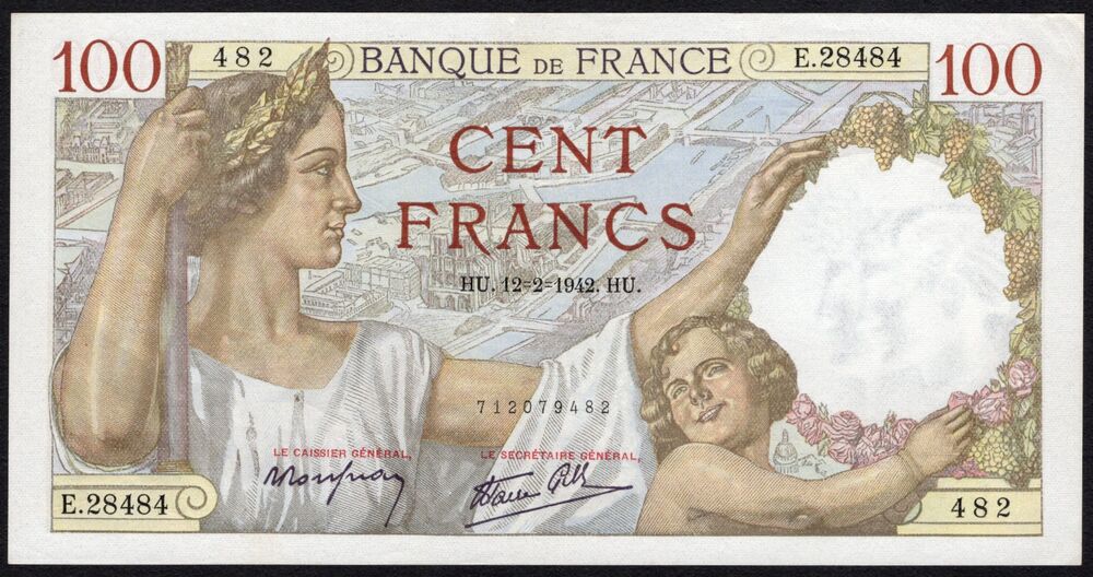 France - 100 Francs 1942 - Pick # 94 - AU