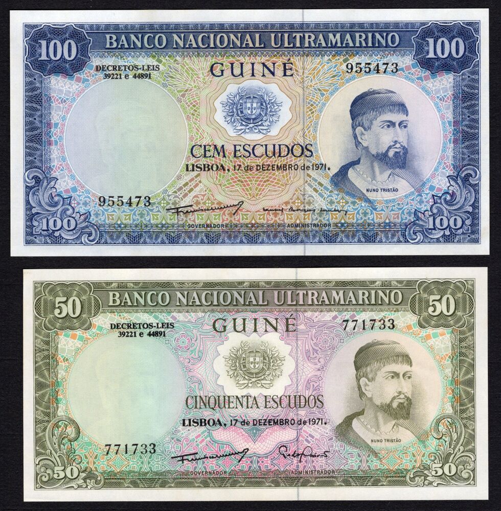 Portuguese Guinea - 50 & 100 Escudos 1971 - Pick # 44 and 45 - UNC-