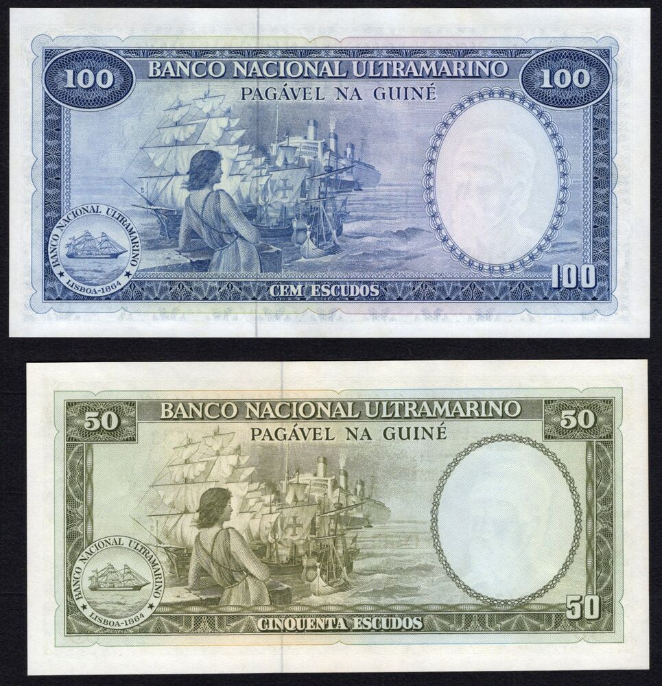 Portuguese Guinea - 50 & 100 Escudos 1971 - Pick # 44 and 45 - UNC-