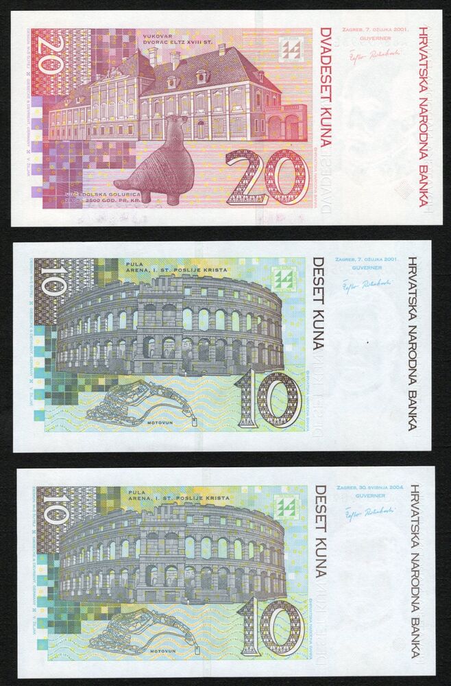 Croatia - Group of 3 notes 2001-2004 - UNC