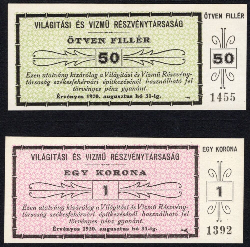 Hungary - 2 Emergency Notes dated 1920 - UNC