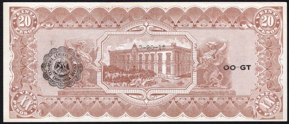 Mexico - 20 Pesos 1915 - Pick # S537b - UNC-