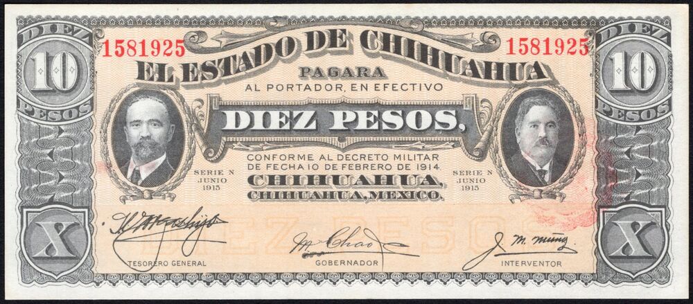 Mexico - 10 Pesos 1915 - Pick # S535a - UNC