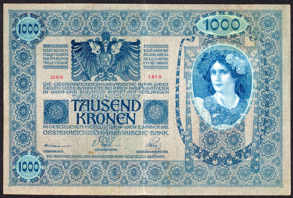 Austria - 1000 Kronen 1902/1920 - Pick # 31 - VF