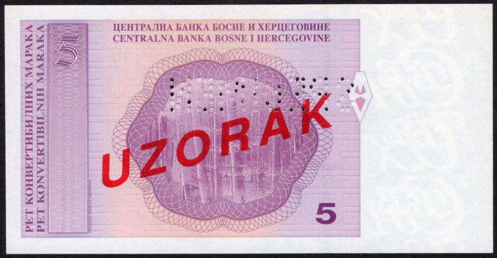 Bosnia and Herzegovina - 5 Konvertibilnih Maraka 1998 - Pick # 63 - Specimen - UNC