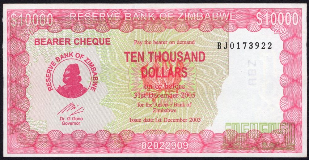 Zimbabwe - 10.000 Dollars 2003 - Pick # 22NL - XF+