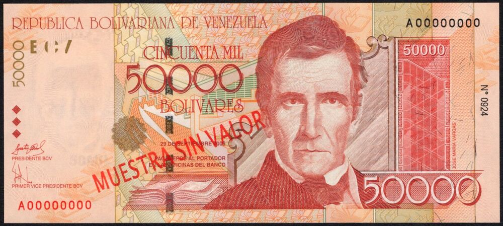 Venezuela - 50.000 Bolivares 2005 - Pick # 87as - Specimen - UNC
