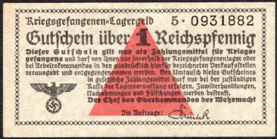 Germany, Camp Money - 1 Reichspfennig WWII - XF