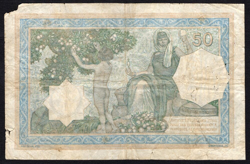 Tunisia - 50 Francs 1929 - Pick # 9 - VG