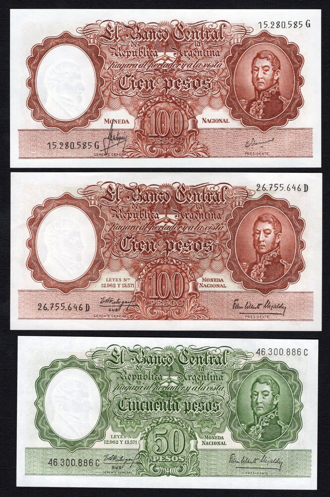 Argentina - Group of 3 notes - AU/UNC