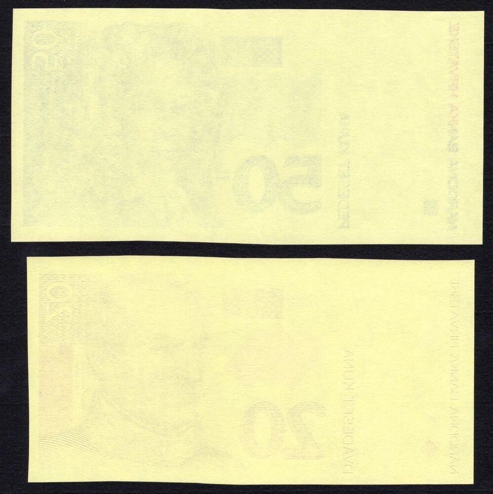 Croatia - 20 & 50 Kuna 1993 - Pick # 30p & 31p - Proofs - UNC