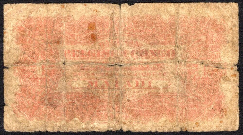 Belgian Congo - 1 Franc 1920, Matadi - Pick # 3B - Poor