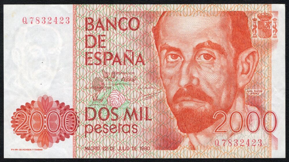 Spain - 2000 Pesetas 1980 - Pick # 159 - VF (ph)