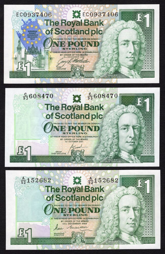 Scotland - 1 Pound 1988, 1992 and 2001 - UNC