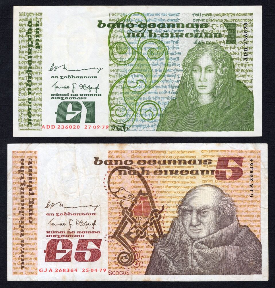 Ireland - 1 and 5 Pounds 1979 - Pick # 70b & 71c - VF